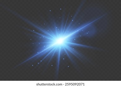 Shining light effects of star and light. On a transparent background.