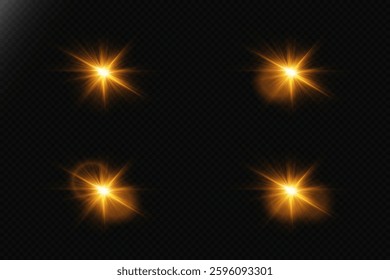 Shining light effects of star and light. On a transparent background.