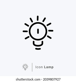 Shining light icon in simple vector shape on bluish white background.