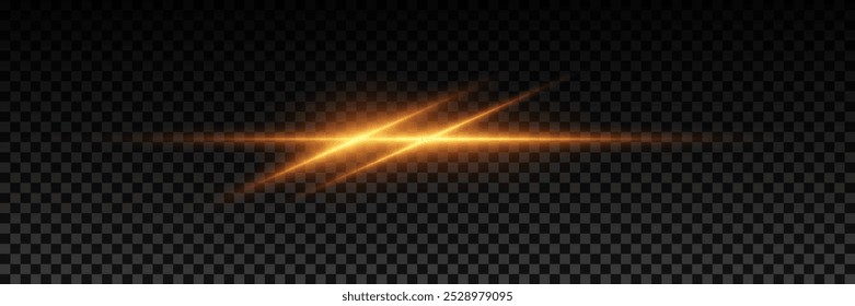 Shining light line effect. Glare of laser light rays. On a transparent background.
