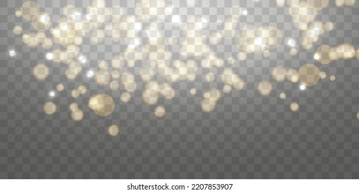 Shining light, stars, particles, energy in transparent background