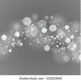 Shining light, stars, particles, energy in transparent background