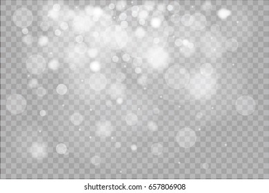 Shining light, stars, particles, energy in transparent background