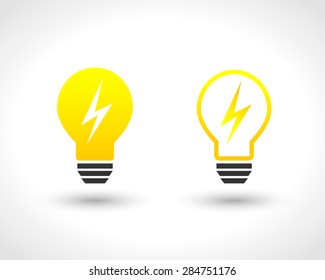 Shining lightbulb with lightning symbol as electricity concept