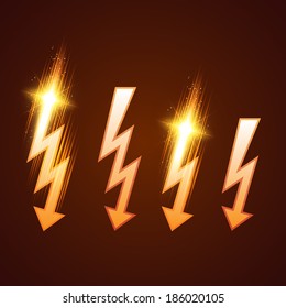 Shining lightning set. Vector illustration for your design