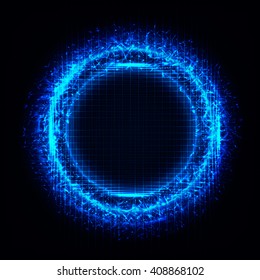 Shining lights abstract circle. Bright round frame. Vector abstract background.