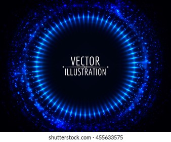 Shining lights abstract circle. Bright round frame. Vector background.