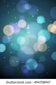 Shining lights blue abstract background. Blur Studio creative backdrop, vector illustration