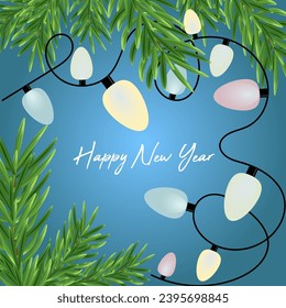 Shining lights from electric candles penetrate the dense greenery of the branches and fill the picture with magnificent light and warmth.