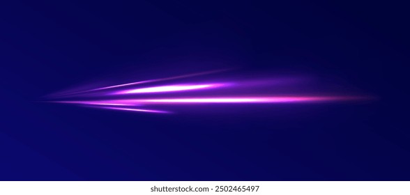 Shining lights in motion with small particles. Ring of fire, Plasma ring on a dark background. eon stripes in the form of drill, turns and swirl.