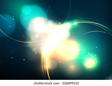 Shining lights vector abstract background.  Cosmos or space vector new template.