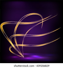 Shining Line. Purple background, sparkles