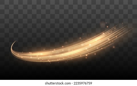 Líneas brillantes. Efecto de luz del vector de ondas de arrastre brillante. Ilustración del vector
