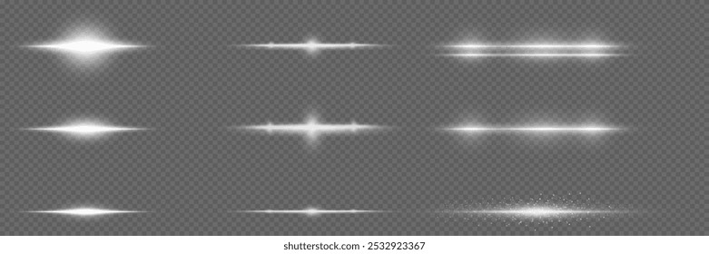 Shining lines with a highlight effect. White flash and explosion. On a transparent background.