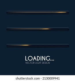 Shining loading bar collection. Modern design element set. Progress visualisation.