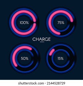 Shining loading bar collection. Modern design element set. Progress visualisation.