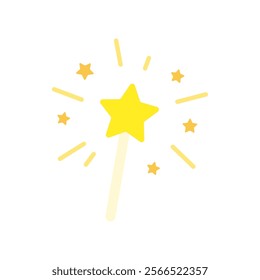 Shining magic stick. Creativity, imagination, trick, mystery concepts. Flat vector design isolated illustration.