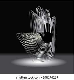 shining metal hand. vector illustration