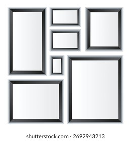 Ilustração de vetor de moldura de foto de metal brilhante