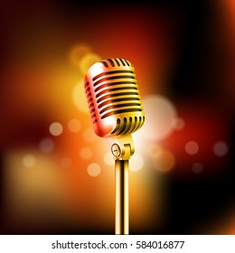 Shining microphone vector illustration. Standup comedy show concept