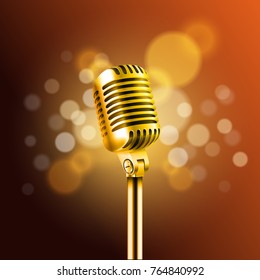 Shining microphone vector illustration. Standup comedy show concept