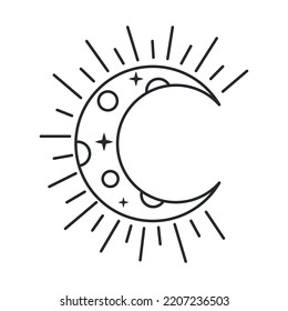 shining moon icon on white background