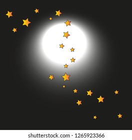 shining moon with stars