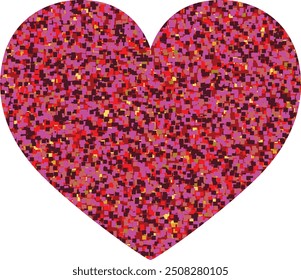 Brillante Multicolor Rojo con corazón rosa, Corazón brillante, Partículas rojas en forma de corazón, Partículas brillantes multicolores brillantes brillantes, Corazón de efecto de luz brillante, Partículas de rectángulo de marco rojo