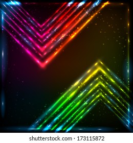 Shining neon arrows abstract vector background