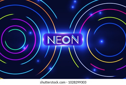 Shining Neon Circle Trendy Background. Colorful Space. Vector illustration