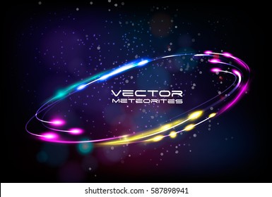 Shining neon lights cosmic vector abstract frame