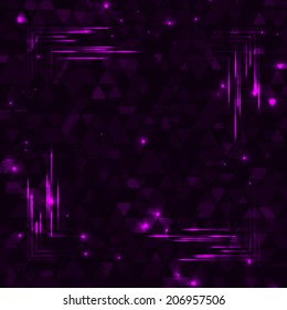 Shining neon lights squared frame. Abstract vector background with glow