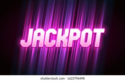 Shining neon sign Jackpot on a bright background. Vector illustration.