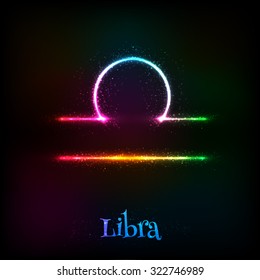 Shining neon zodiac Libra vector symbol
