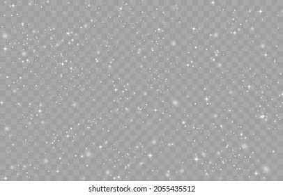 Shining night starry sky png, dark space background with stars. Stars or stardust in deep universe, galaxy. Vector Illustration isolated on transparent background.