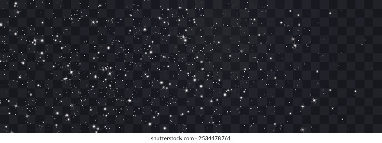 Brilhante noite estrelado céu png, fundo espaço escuro com estrelas. Poeira estelar no universo profundo, galáxia. Ilustração de vetor isolada em plano de fundo transparente.