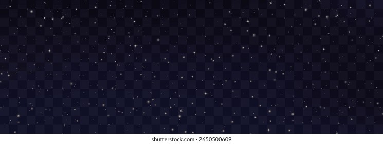 Shining night starry sky png, dark space background with stars. Stardust in deep universe, galaxy. Vector Illustration isolated on transparent background.