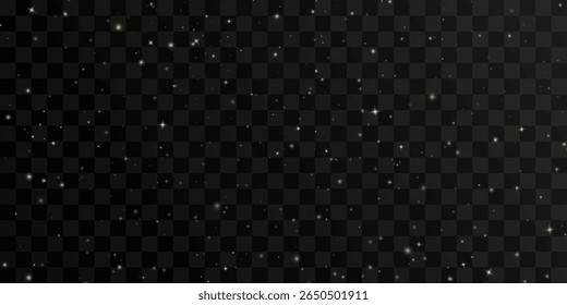Shining night starry sky png, dark space background with stars. Stardust in deep universe, galaxy. Vector Illustration isolated on transparent background.