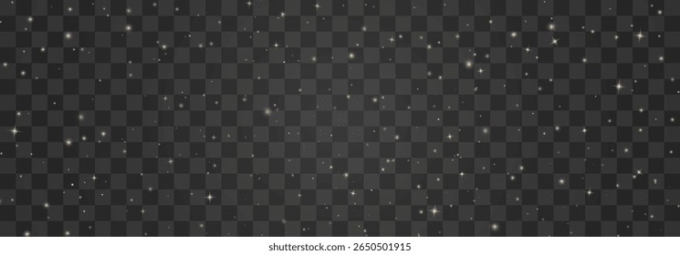 Shining night starry sky png, dark space background with stars. Stardust in deep universe, galaxy. Vector Illustration isolated on transparent background.