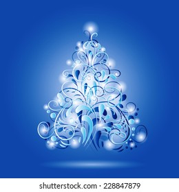 Shining ornamental Christmas tree. 