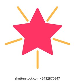 Shining Party star, birthday symbol. Simple style of festive shining star for design of children entertainment center. Color stroke icon isolated on white background