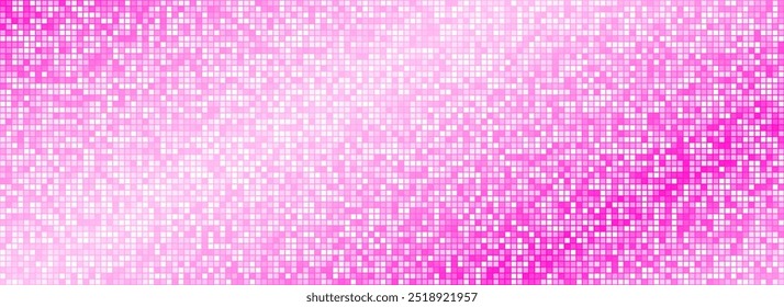 Shining pink disco party pattern background. Iridescent rose sequin mosaic texture. Abstract sparkling halftone wallpaper. Pop up comic glowing glitter backdrop. Retro vector design template