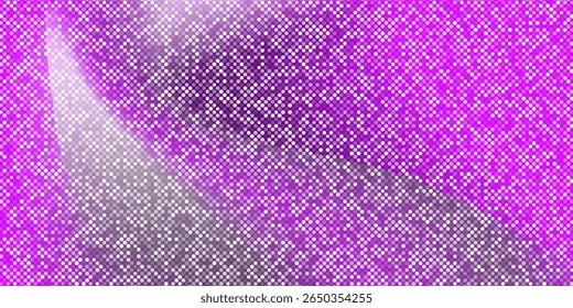 Shining pink purple disco party pattern background. Iridescent sequin mosaic texture. Abstract sparkling halftone wallpaper. Pop up comic glowing glitter backdrop. Retro vector design template