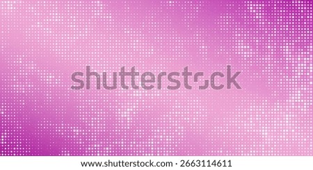 Shining pink purple disco party pattern background. Iridescent sequin mosaic texture. Abstract sparkling halftone wallpaper. Pop up comic glowing glitter backdrop. Retro vector design template