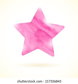 Shining pink watercolor star icon. Vector illustration