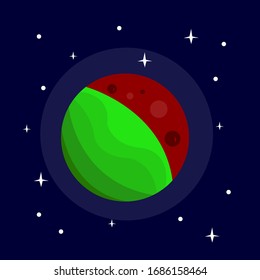 shining planet against the background of the night starry sky concept of space and secrets of the universe