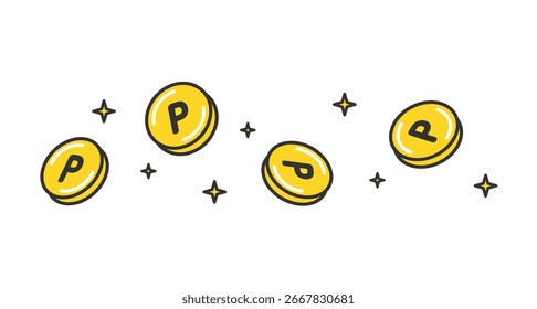 Shining points. Point activities. Sparkling point coins.