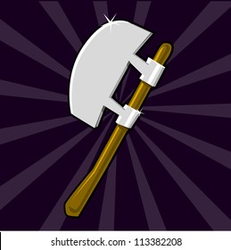 Shining poleaxe. Cartoon vector illustration