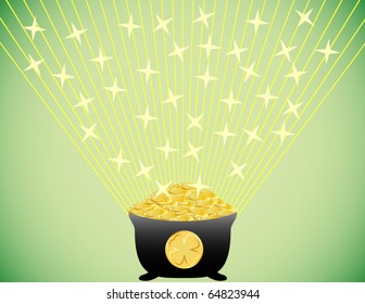 Shining Pot of Gold St. Patrick's Day Background
