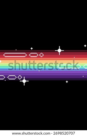 Shining Prism Rainbow Line with White Glitters, Pixel Art Style, Vertical Background